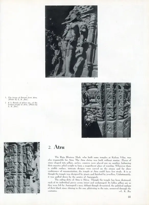 Jha, L.K. (Essayist). Atru. In Marg - Rajasthani Sculpture. 12(2), p. 31. Bombay: Marg, March 1959 | Essay | FineArts | 00668875