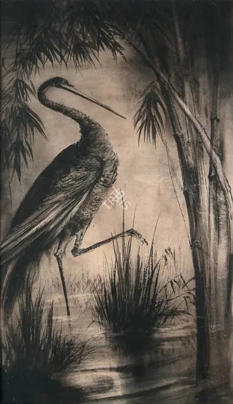 Roy Chowdhury, D.P. (Artist). The Crane. Watercolour, ink and wash on paper, early 1950s | Painting  | 00860062