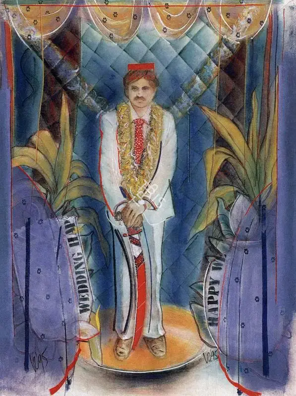 Dave, Vinod (Artist). Important Man. Acrylic and mixed media on canvas, 1995 | Painting | FineArts | 00372906