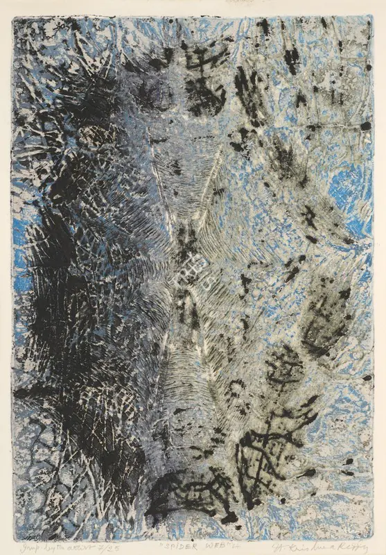 Reddy, Krishna (Artist). Spider Web. Coloured intaglio on paper (viscosity print), 1964 | Graphic Art | FineArts | 00646811