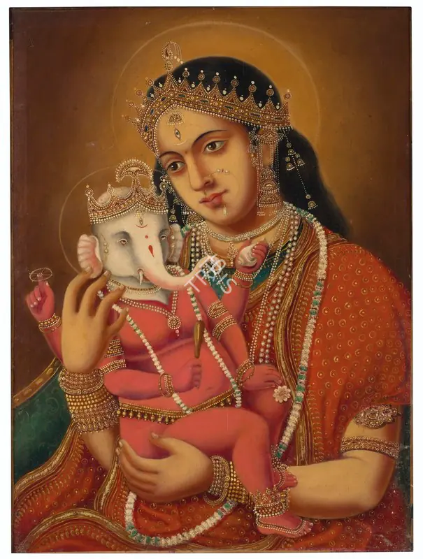 Early Bengal School (Artist). Untitled (Ganesh Janani). Oil on canvas, c. late 19th Century | Painting | FineArts | 00546814