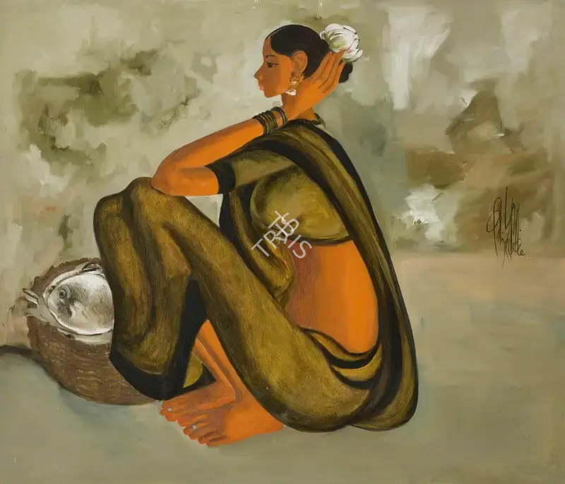 Prabha, B. (Artist). Untitled (Fiish Seller), 1976 | Painting
