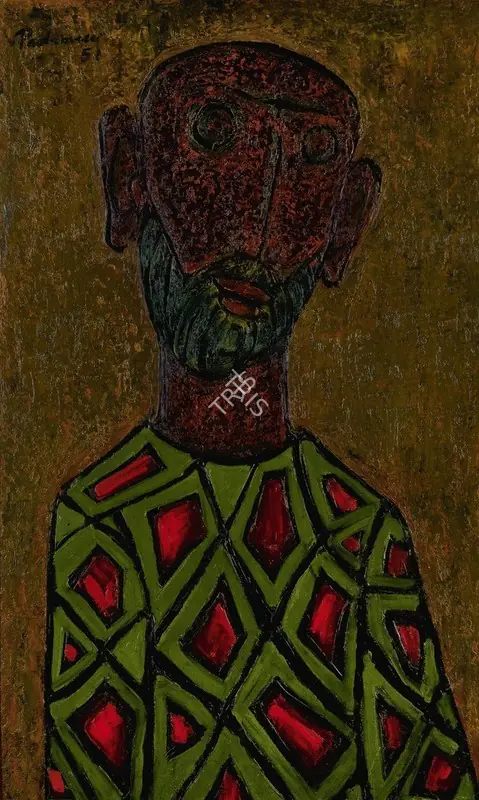 Padamsee, Akbar (Artist). Untitled (Head). Oil on board, 1951 | Painting | FineArts | 00646689