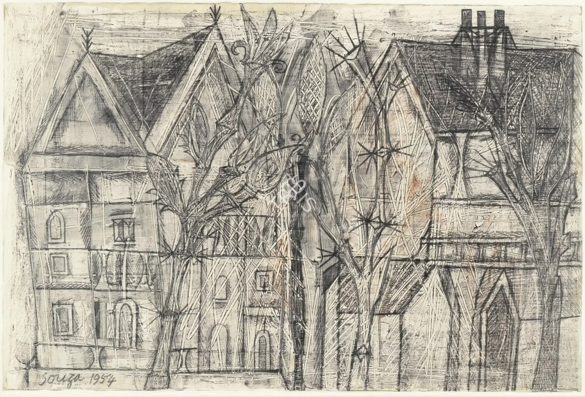 Souza, F.N. (Artist). Untitled (Landscape), 1950s | Painting
