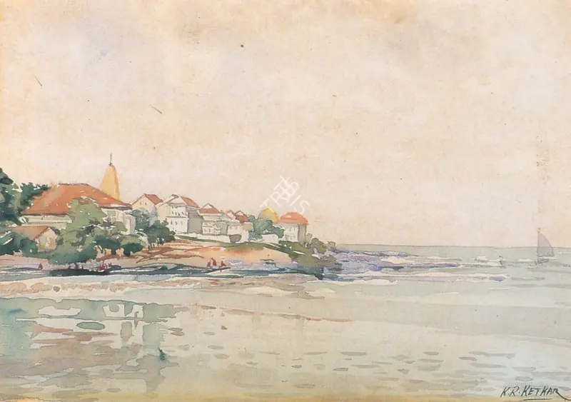 Bombay School (Artist). View from Haji Ali. watercolour on paper, n.d. | Painting  | 00878067