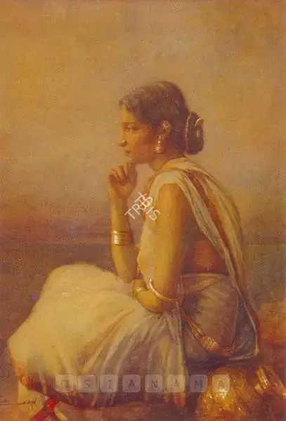 Law, Bhavani Charan (Artist). Pensive Thoughts. Watercolour on paper, n.d. | Painting | FineArts | 00599385