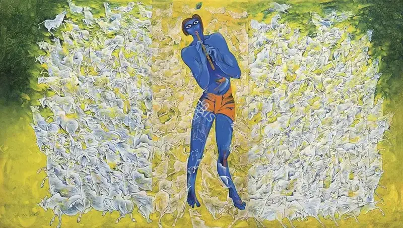 Choyal, Shail (Artist). Krishna's Miracle. Acrylic on canvas, 2018 | Painting | EconomicsArt | 00872482