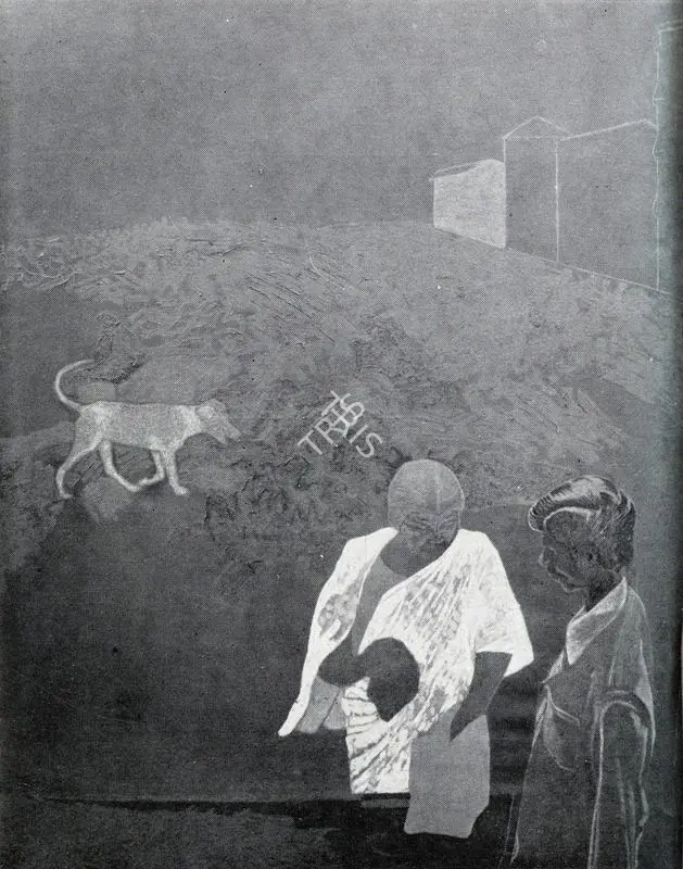 Patel, Gieve (Artist). Woman Buying Vegetables. Oil on Canvas, 1977 | Art Heritage 2, 1982-1983 | Painting | FineArts | 00530037