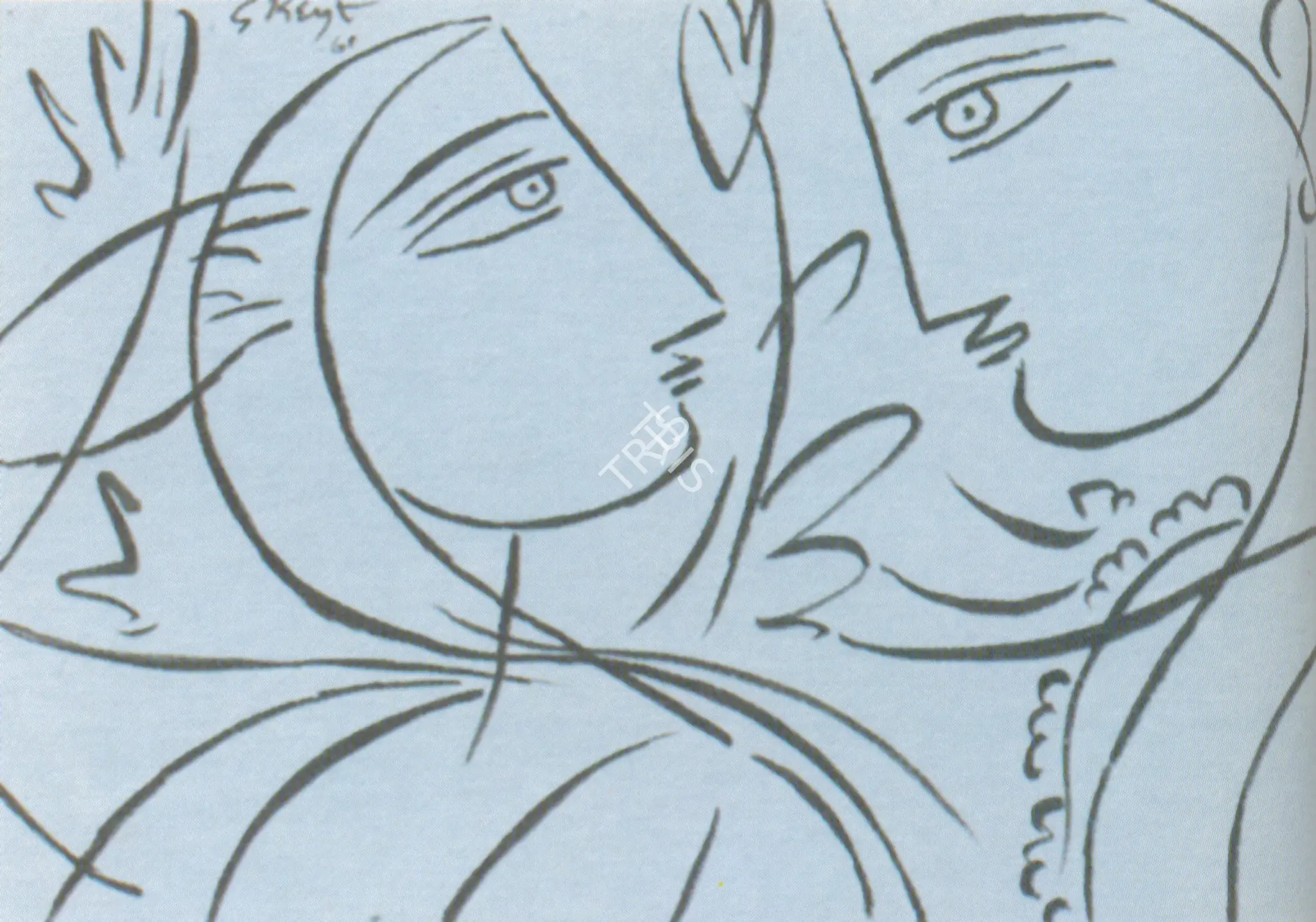 Keyt, George (Artist). Radha And Krishna, 1960 | Drawing