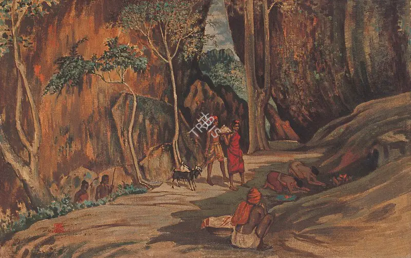Chakravorty, Ramendranath (Artist). Worshippers, early 1940s | Painting