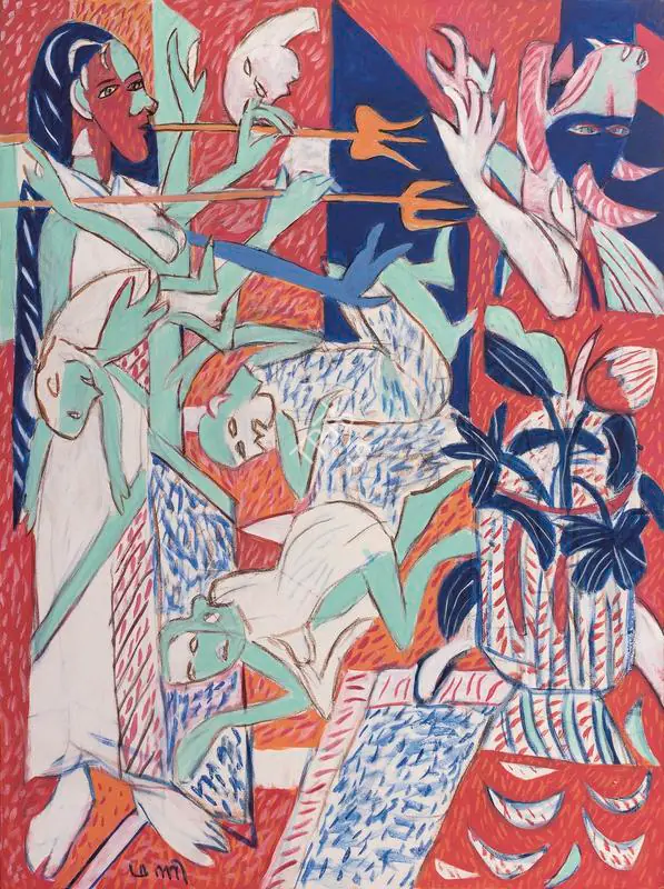 Subramanyan, K.G. (Artist). Fighting the Beast, 2007 | Painting