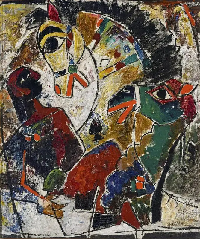 Husain, M.F. (Artist). The Horse and the Camel, late 1940s | Painting