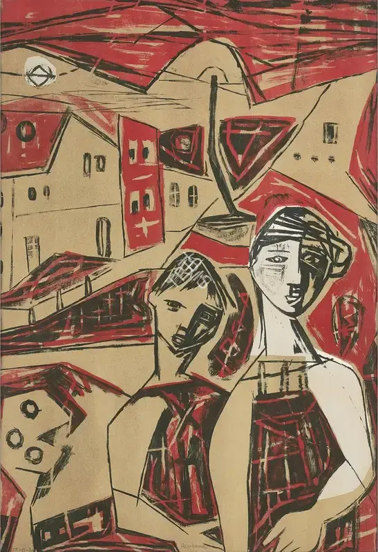 Ramkumar (Artist). Untitled. Lithograph on paper, 1958 | Graphic Art | EconomicsArt | 00869497