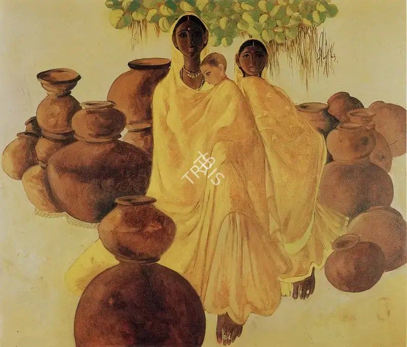 Prabha, B. (Artist). Village Belles, n.d. | Painting
