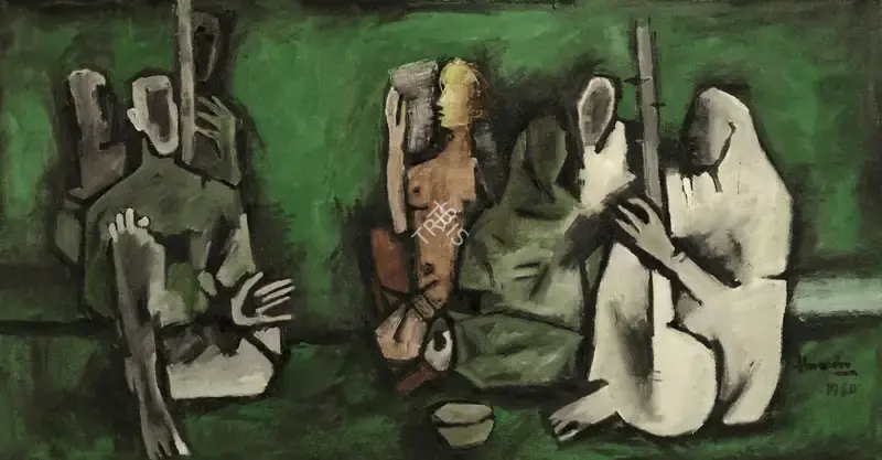 Husain, M.F. (Artist). Untitled (Street Musicians), 1960 | Painting