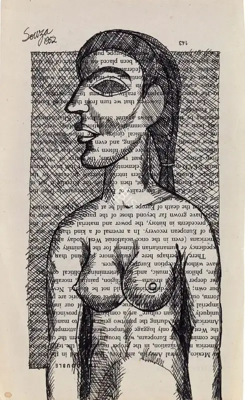 Souza, F.N. (Artist). Untitled (Nude in Profile), 1952 | Drawing