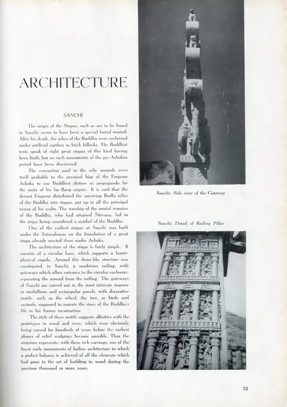 Anonymous (Essayist). Architecture. In Marg - In Praise of Early Buddhist Art. 9(1), pp. 29-43. Bombay: Marg, December 1955 | Essay | ArcHeritage | 00668840, 1955