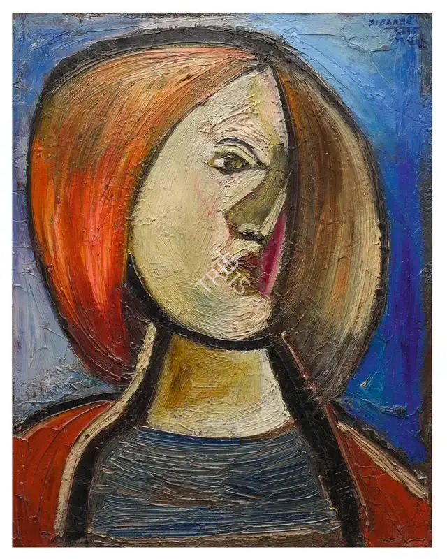 Bakre, S.K. (Artist). Untitled (Portrait). Oil on board, 1969 | Painting | FineArts | 00341639