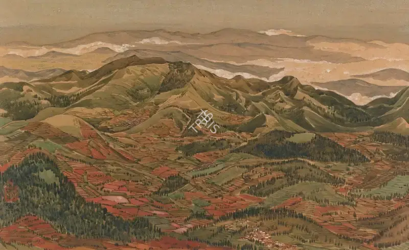 Dugar, Indra (Artist). View Of Nilgiri Hills From Doddabetta. Tempera on paper, 1965 | Painting | FineArts | 00646149
