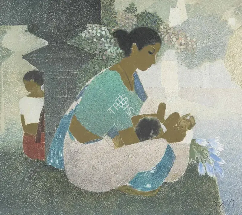 Bendre, N.S. (Artist). Untitled (Mother and Child), 1981 | Painting