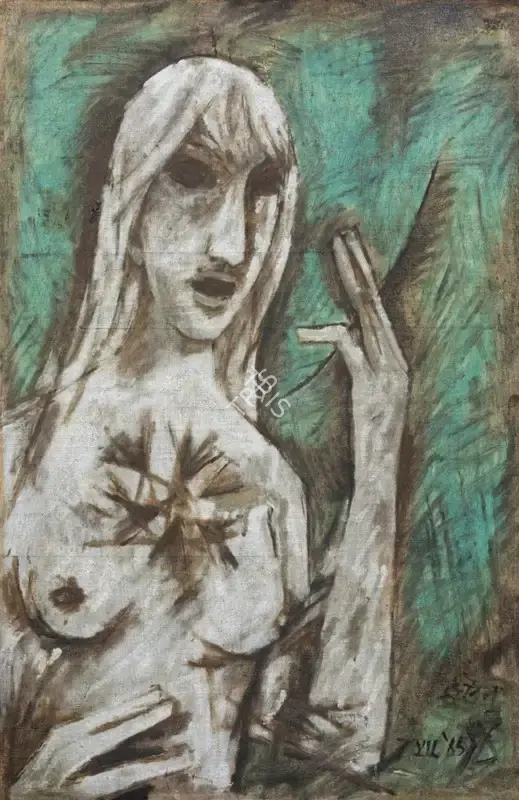 Husain, M.F. (Artist). Untitled (Lady with Quill), 1965 | Painting