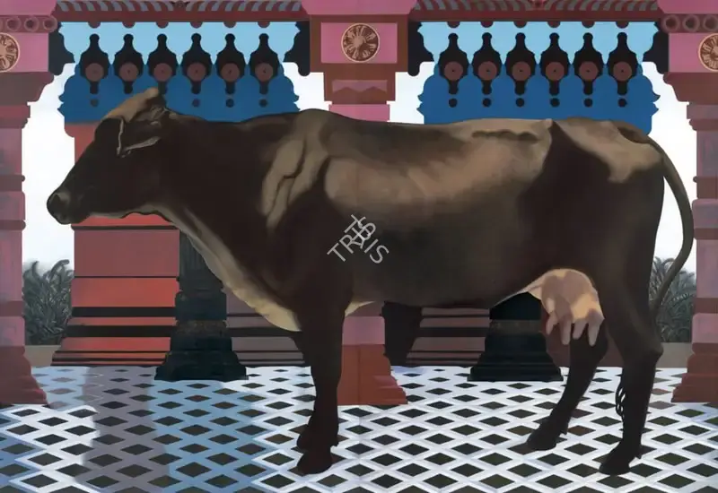 Sharma, Nataraj (Artist). Urban Animal - Cow. Oil on canvas, 2015 | Painting | FineArts | 00603909