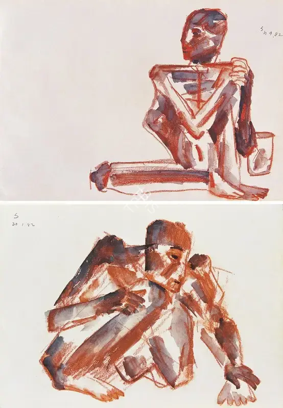 Hore, Somnath (Artist). Untitled. Watercolour and crayon on paper, 1982 | Painting | FineArts | 00755834