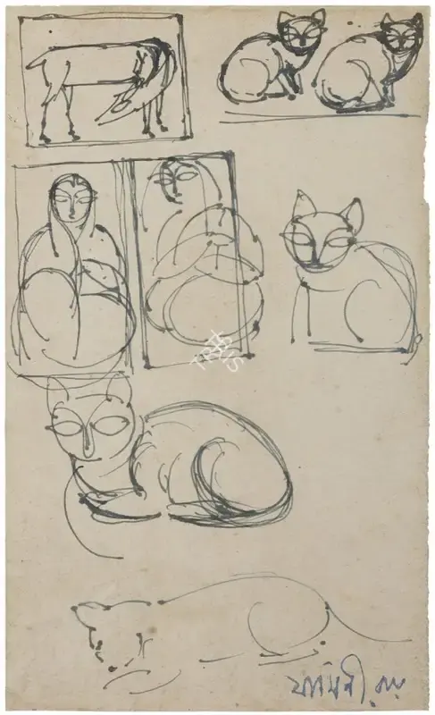 Roy, Jamini (Artist). Untitled (Studies), n.d. | Drawing