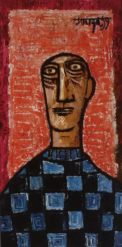 Souza, F.N. (Artist). Untitled (Man In Checked Shirt), 1959 | Painting