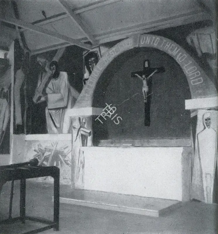 Souza, F.N. (Artist). General View of Frescoes Near Altar, 1952 | Painting