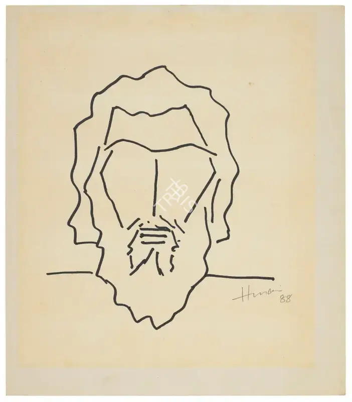 Husain, M.F. (Artist). Untitled (Self Portrait), 1988 | Drawing