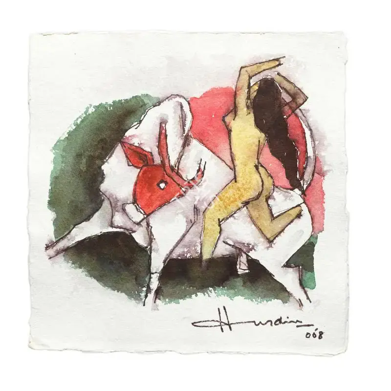 Husain, M.F. (Artist). Untitled (Woman & Bull), 2008 | Painting