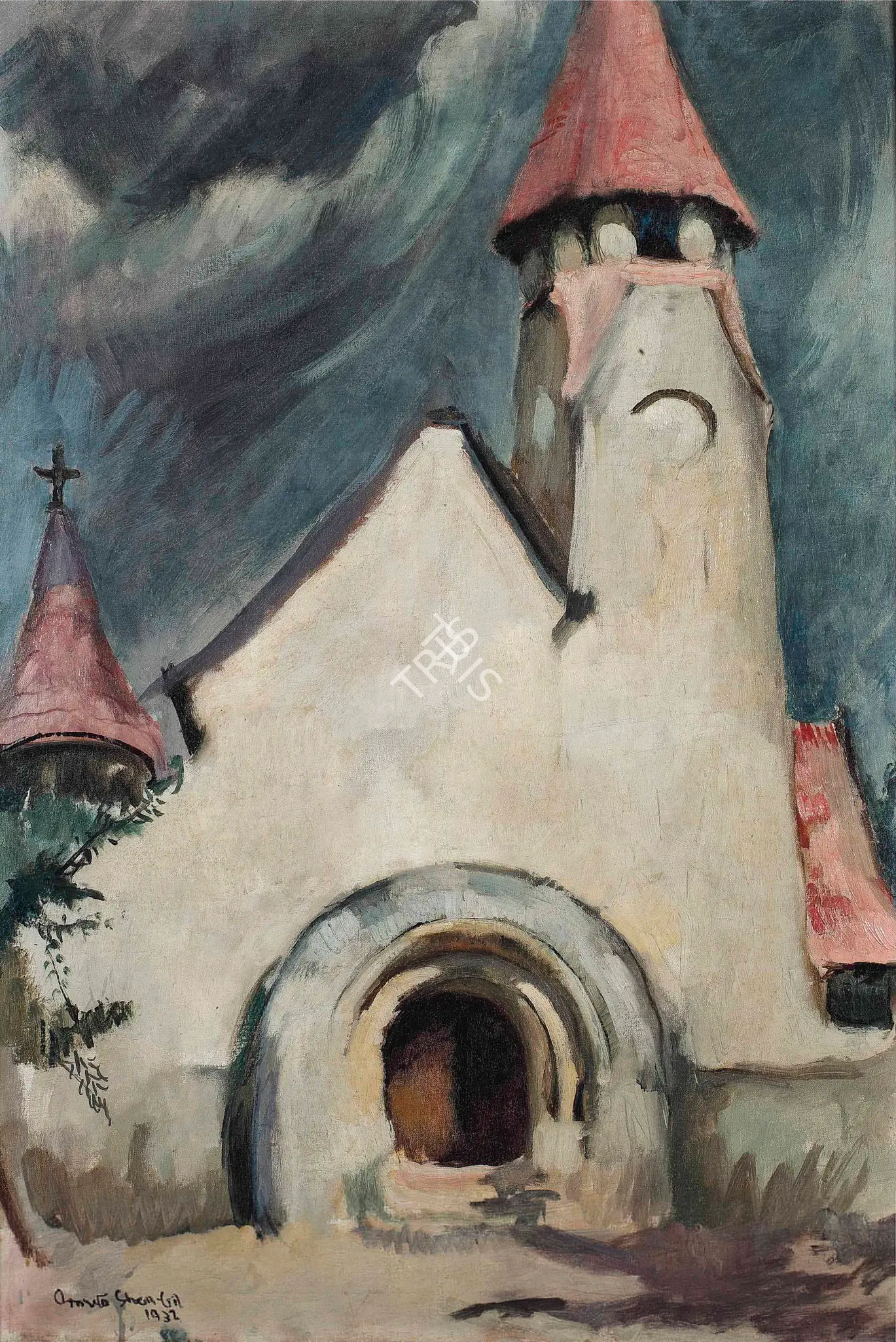 Sher-Gil, Amrita (Artist). Untitled (Hungarian Village Church). Oil on canvas, 1932 | Painting | FineArts | 00645685
