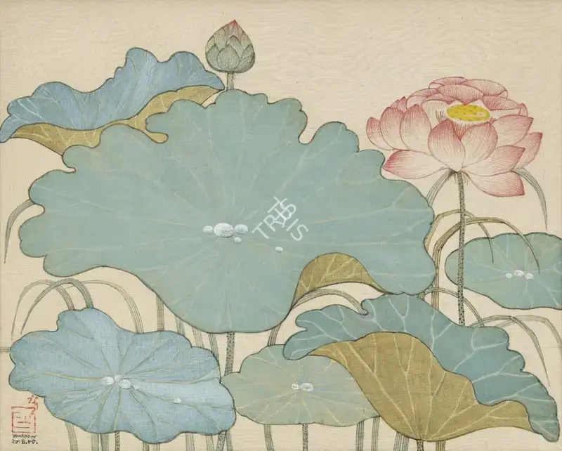 Dugar, Indra (Artist). Lotus and Leaves, 1985 | Painting