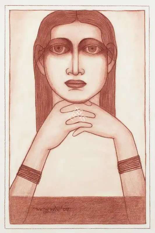 Shaw, Lalu Prasad (Artist). Untitled (Woman). Pencil on paper, framed, 2006 | Drawing | FineArts | 00604132