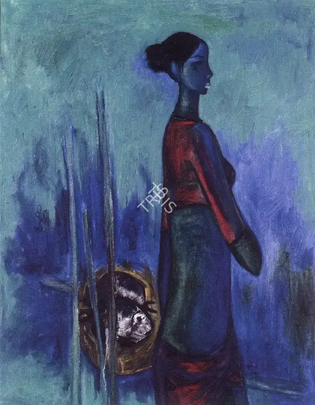 Prabha, B. (Artist). Fisherwoman, 1969 | Painting