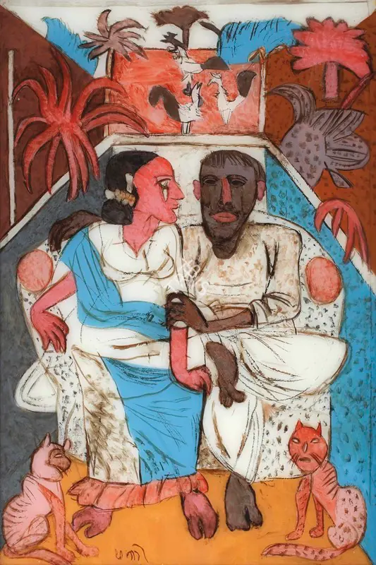 Subramanyan, K.G. (Artist). Couple on Terrace, 1992 | Painting