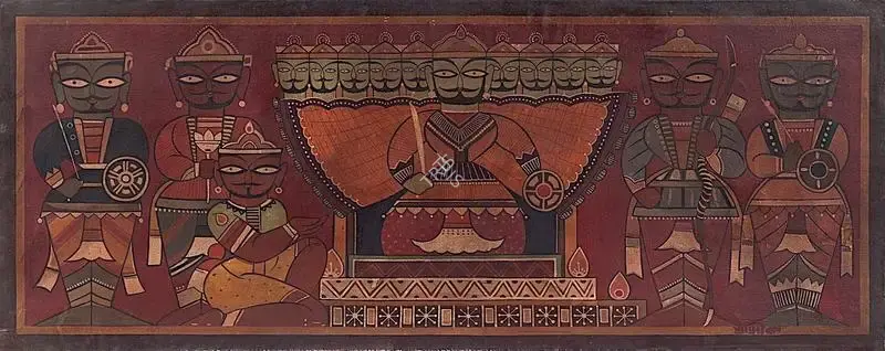 Roy, Jamini (Artist). Ravana. Tempera on cloth, early 1960s | Painting | FineArts | 00419197
