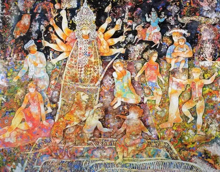 Burman, Sakti (Artist). Durga. Oil on canvas, 2003 | Painting | FineArts | 00899043