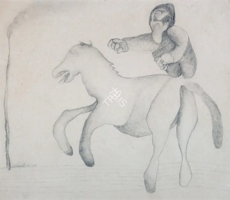 Bawa, Manjit (Artist). Last Journey. Pencil on paper, 1978 | Drawing | FineArts | 00646878