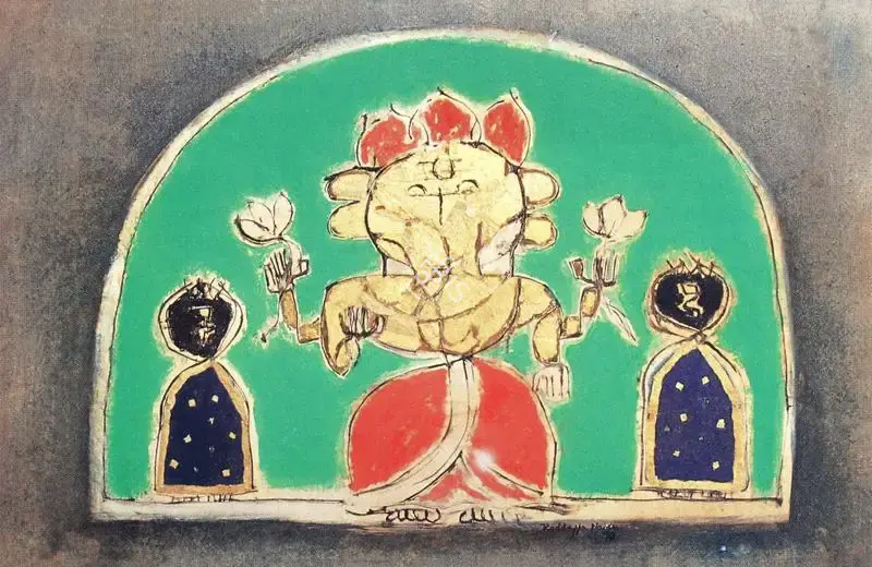 Naidu, Reddeppa (Artist). Ganesha. Mixed media on board, 1970 | Painting | FineArts | 00599474