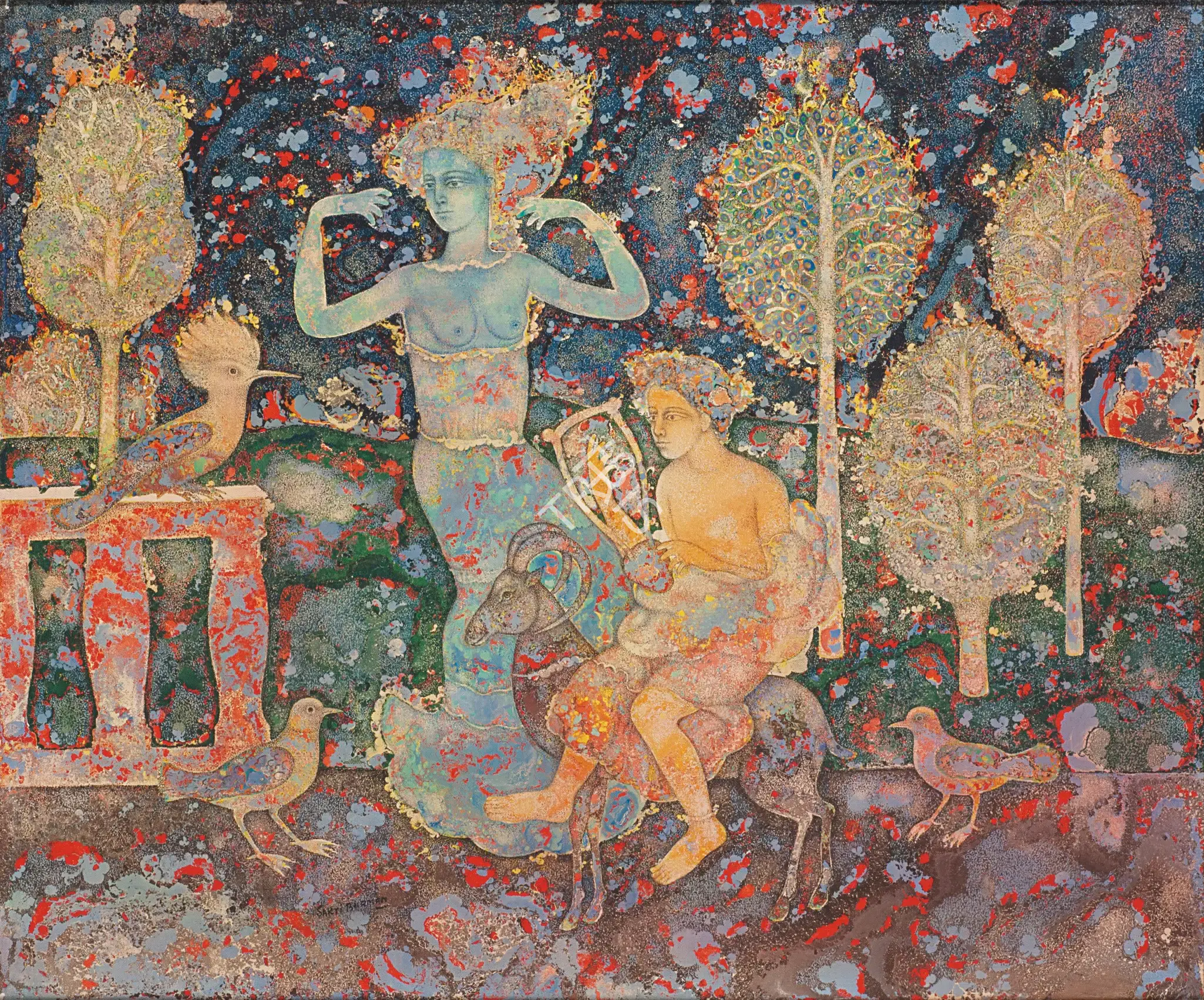 Burman, Sakti (Artist). Orphee Joueur De Lyre, 1984 | Painting