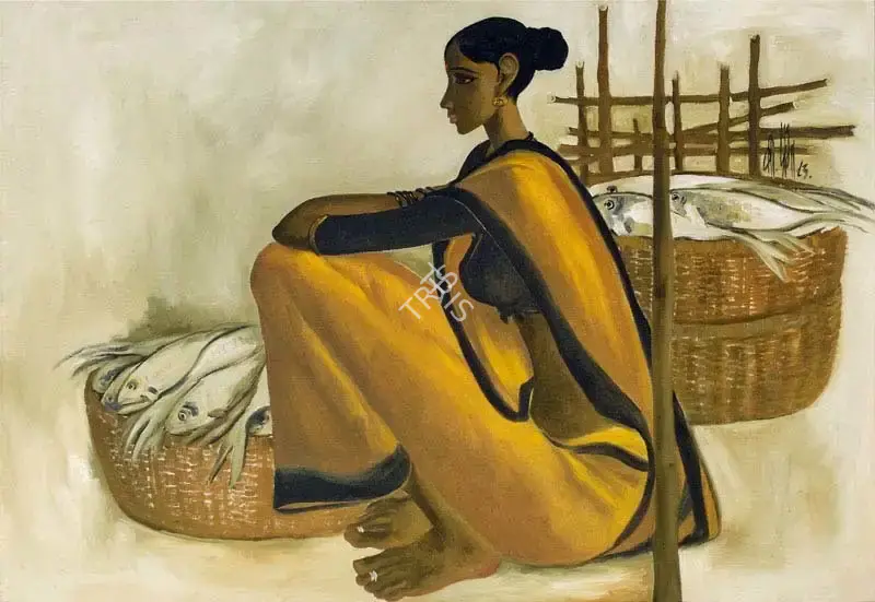 Prabha, B. (Artist). Fisherwoman, 1983 | Painting
