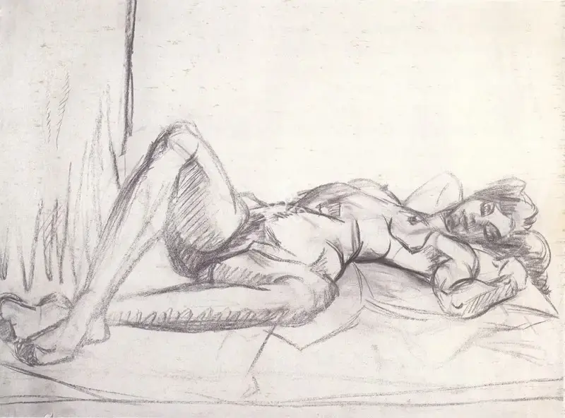 Sabavala, Jehangir (Artist). Reclining Nude. Oil on Canvas, 1949 | The Crucible of Painting | Painting | FineArts | 00182392
