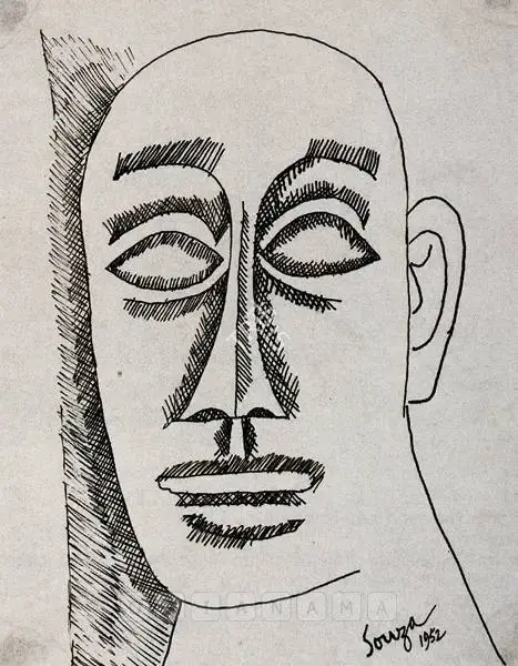 Souza, F.N. (Artist). Head, 1952 | Drawing