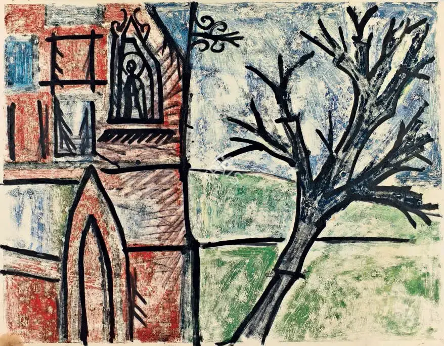Souza, F.N. (Artist). Untitled (Landscape), 1956 | Painting