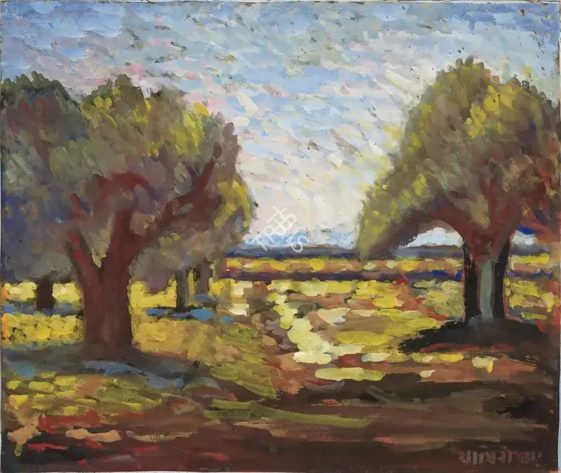 Roy, Jamini (Artist). Untitled (Mango Grove, Bankura), c.1950s | Painting