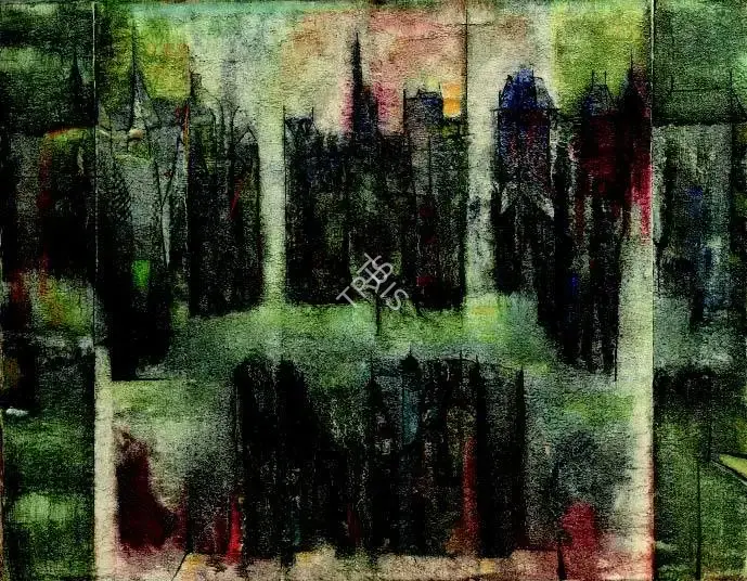 Bakre, S.K. (Artist). Untitled (Landscape). Oil on canvas, 1966 | Painting | FineArts | 00332749