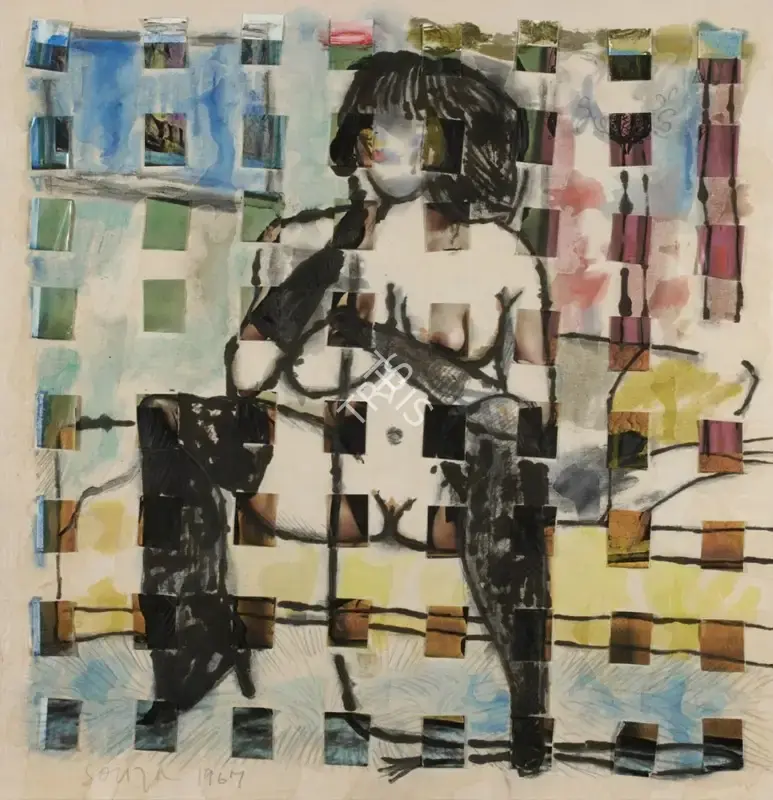 Souza, F.N. (Artist). Untitled (Seated Nude), 1967 | Collage