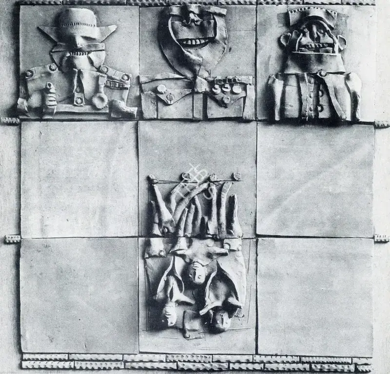 Subramanyan, K.G. (Artist). Generals and Trophies. Terracotta Relief, 1972 | Marg, March 1978 | Sculpture | FineArts | 00674574